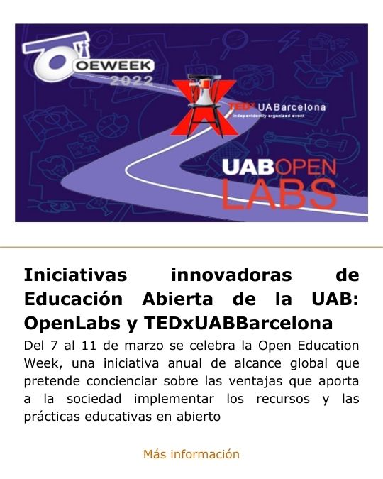 Iniciatives innovadores d'Educació Oberta de la UAB: OpenLabs i TEDxUABBarcelona
