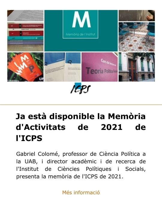 Ja està disponible la Memòria d'Activitats de 2021 de l'ICPS